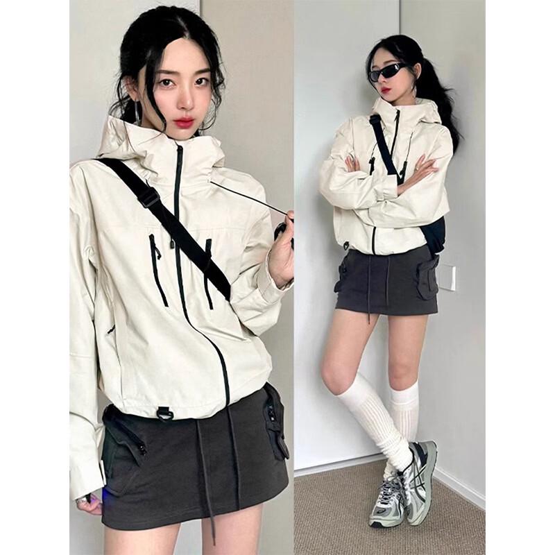 MULINSEN Women's Short Hooded Windbreaker Jacket