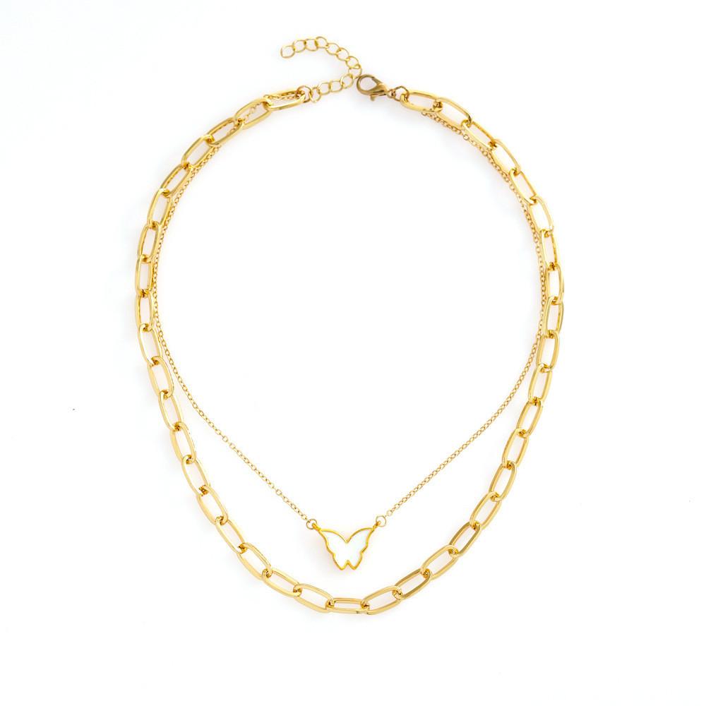 Elegant Double Layer Butterfly Pendant Necklace For Women Fashionable And Versatile