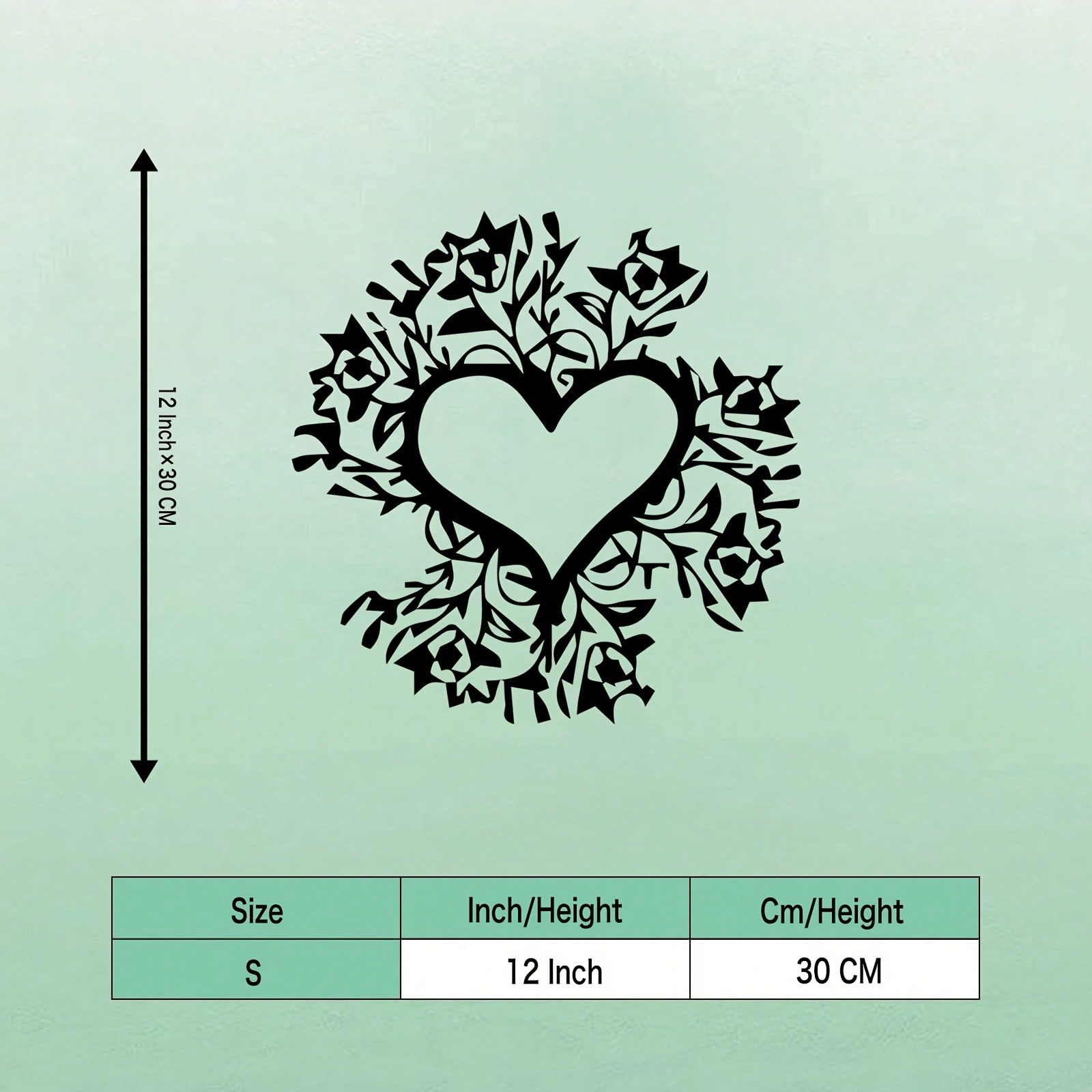 Vintage Floral Heart Metal Wall Art Sculpture Romantic Home Decor Gift