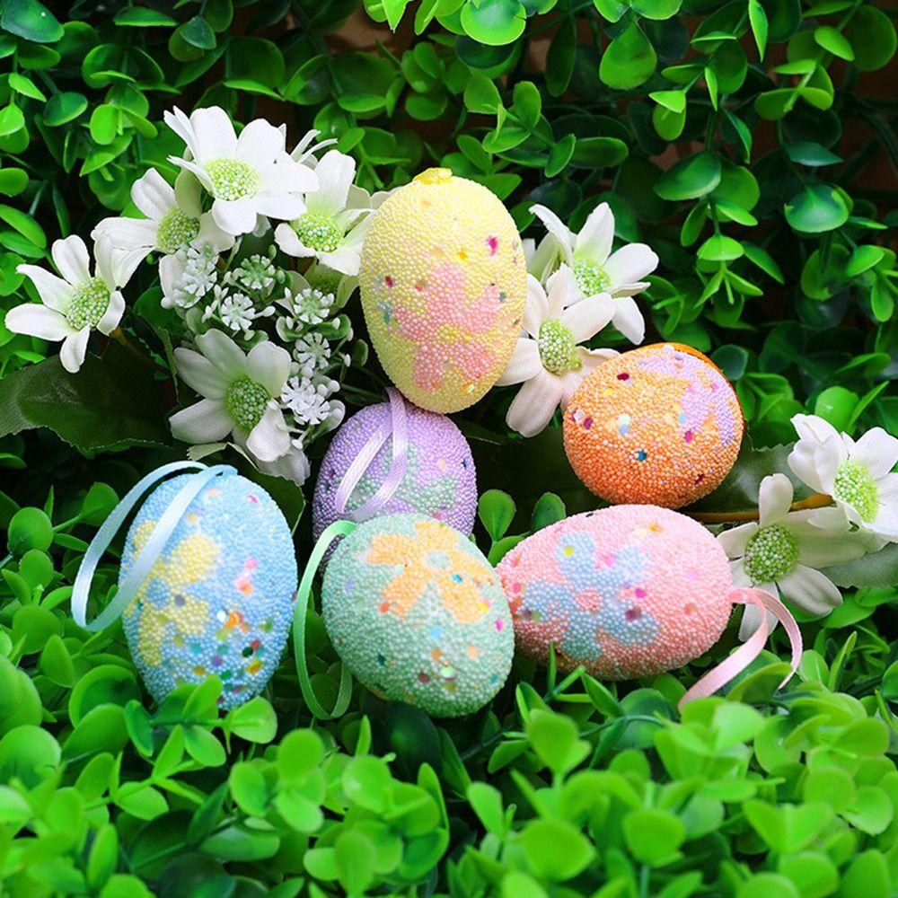 6Pcs Simulation Egg Hanging Easter Ornaments Easter Festival Decoration  Easter Party