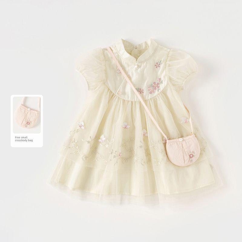 David Bella Children s Dress New Summer Style Girls  Chinese Style Hanfu Dress Baby Mesh Princess Dress Children s Clothing Glazed Yellow [Ready in Stock] 120