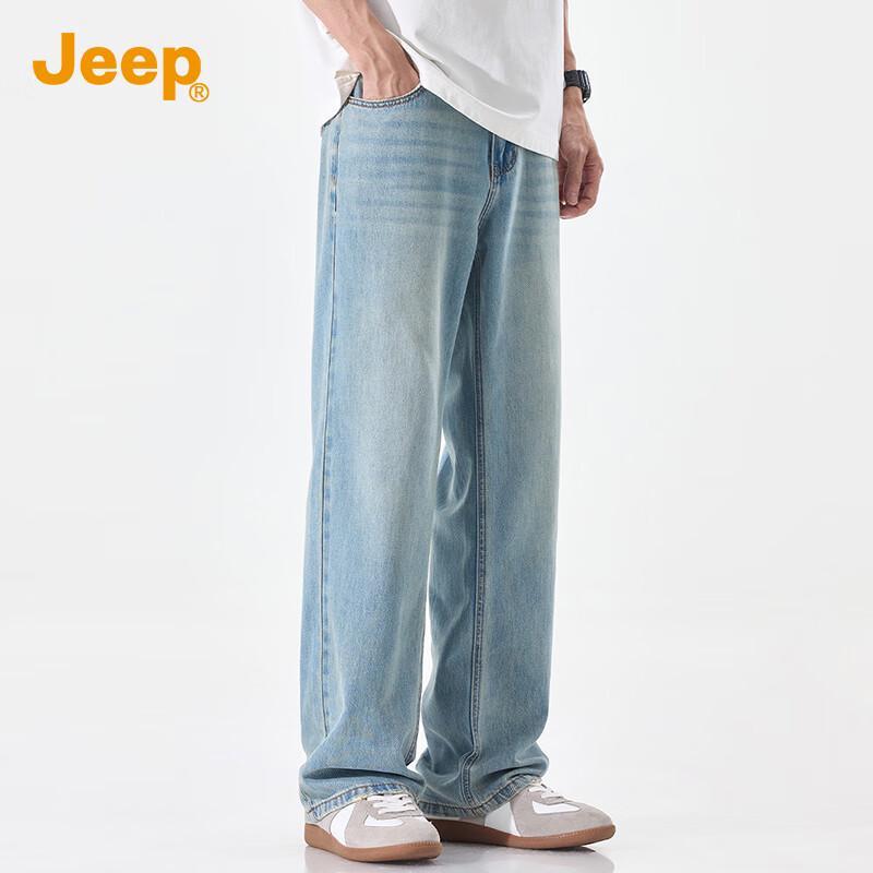 JEEP Men's Lyocell Blend Summer Straight-Leg Denim Jeans