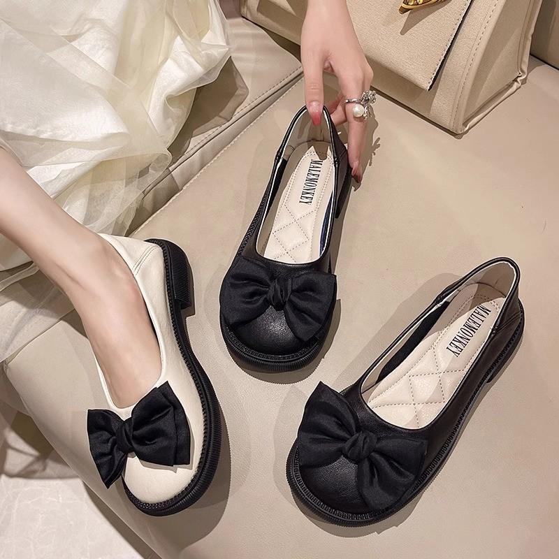 2025 new Korean version Mary Jane single shoes new summer round head soft sole Doudou shoes versatile flat bottom shallow mouth women's shoes