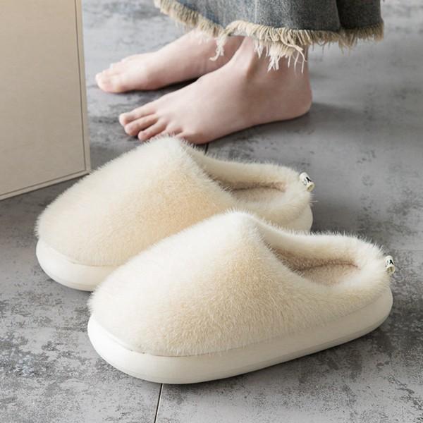 Slippers, Fur, Women's, Pure, Thick Sole, Men's, Unisex, Couple Slippers, High Resilience, Indoor Shoes, Room, Bare Feet, Linen, Quiet, Non-Slip,