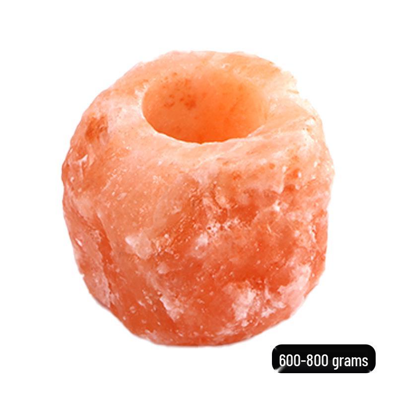 

Romantic Rose Salt Stone Candle Holder - Natural Orange-Red for Living Room or Bedroom Ambiance