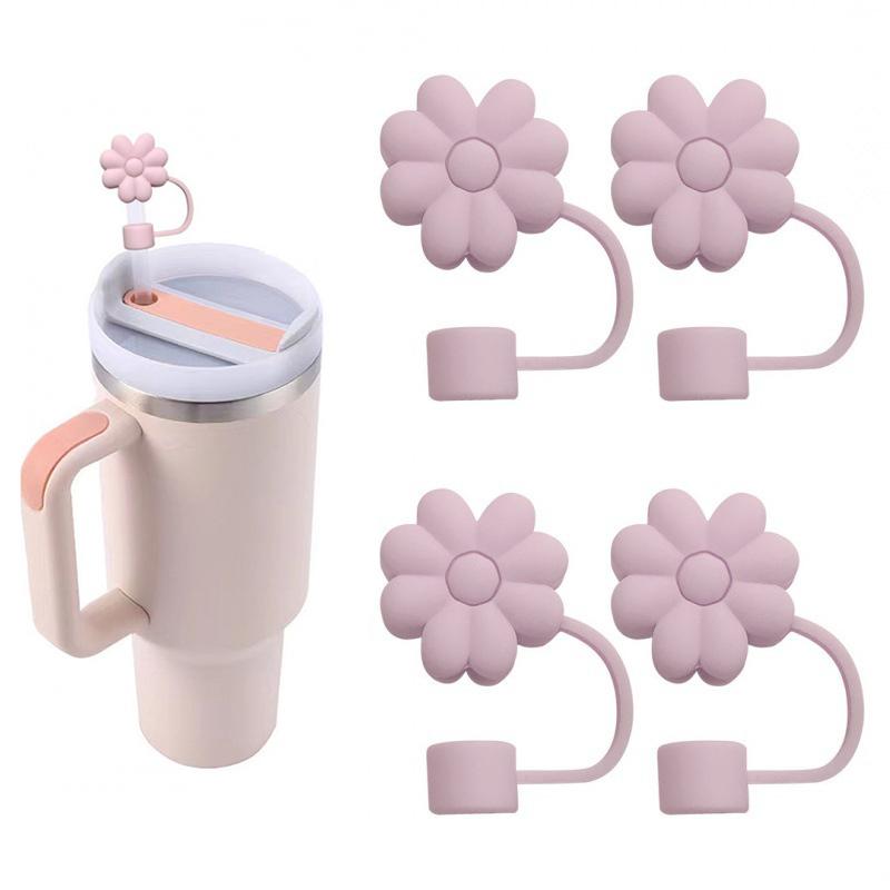 

Cute Flower 10mm Straw Cover For Stanley Cup With Handle Reusable 30&40Oz Tumbler Food Grade Soft Silicone Straw Cap Accessories