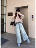 Women's Light Wide-Leg Jeans, 2025 Spring/Autumn Slimming Drapey Petite, Nine-Point Straight-Leg Pants