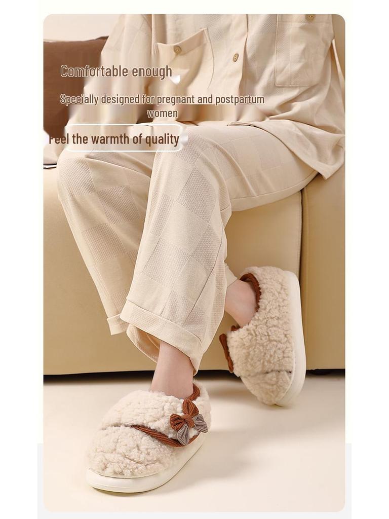 2025 Postpartum Women's Non-Slip Slippers - Soft, Thickened, Adjustable Cotton Shoes for 10-11 Months Winter