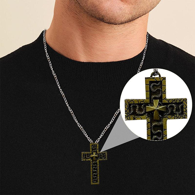 New Exquisite Silver Cross Pendant with Secret Compartment Retro Cross Shaped Necklace Fashion Design Pendant Necklace Jewelry