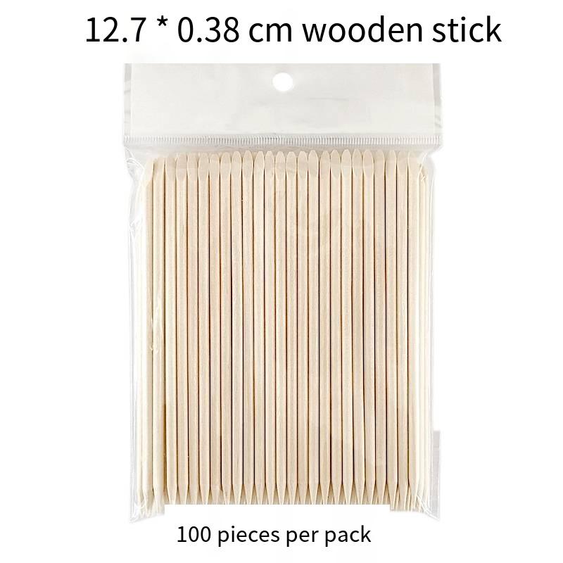 SunelPort Reusable Nail Art Orange Birch Wood Sticks 12.7cm Long 100Pcs Per Pack Double-Ended Beauty Wooden Picks Nail Pusher