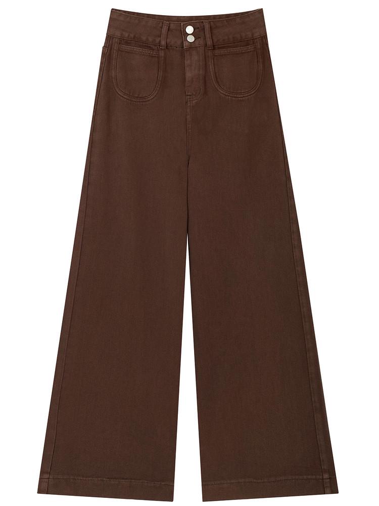 Coffee Retro Wide-Leg New Tang Women's Autumn Slimming Straight-Leg Denim Jeans