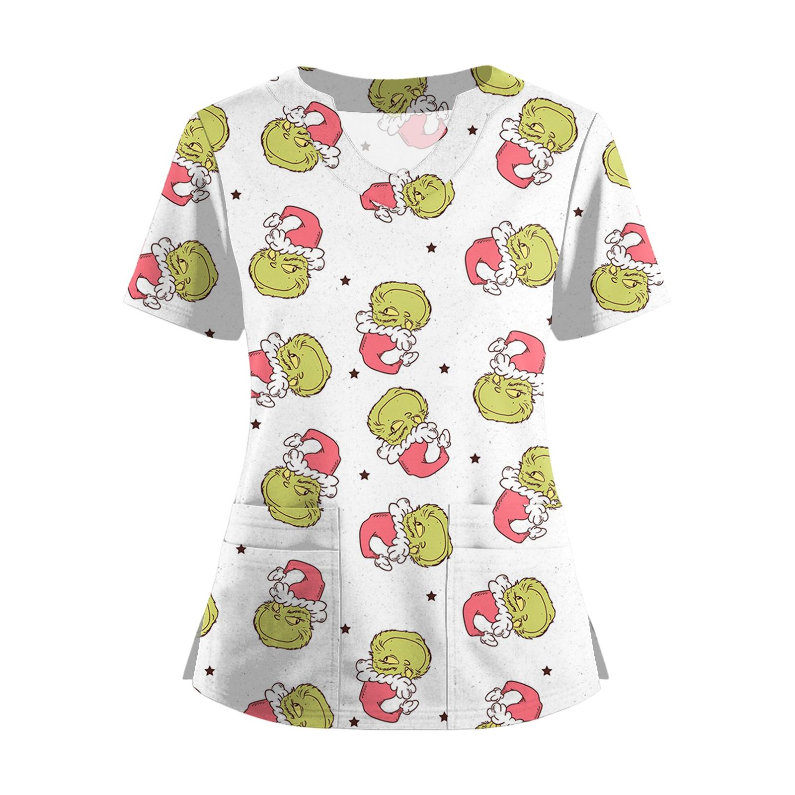 

Женская футболка с коротким рукавом, рождественским принтом, V-образным вырезом, на пуговицах сбоку и разрезом L