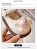 Children's Rose Floral Pearl Mary Jane Shoes - Non-slip, Stylish Spring/Autumn Leather Princess Shoes