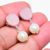 Rose Quartz, Chalcedony Gemstone 925 Sterling Silver Jewelry Earring 0.99" KJ-1739
