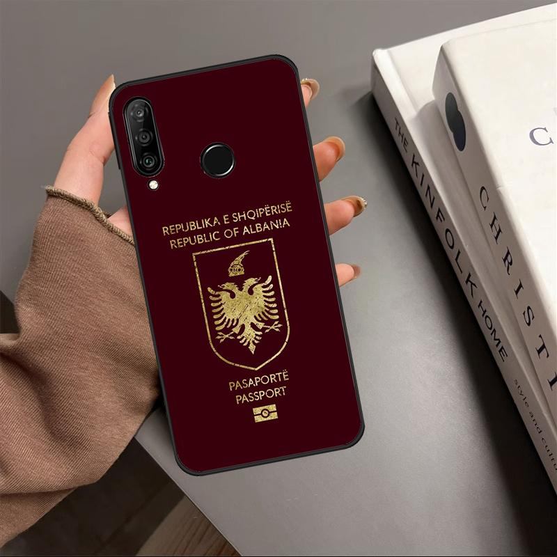 Albania Passport For Huawei Nova 10 9 SE Y91 Y61 Y90 Y70 Y60 Y72 12s 12i 11i 7i 8i P60 Pro P30 P40 Lite Case
