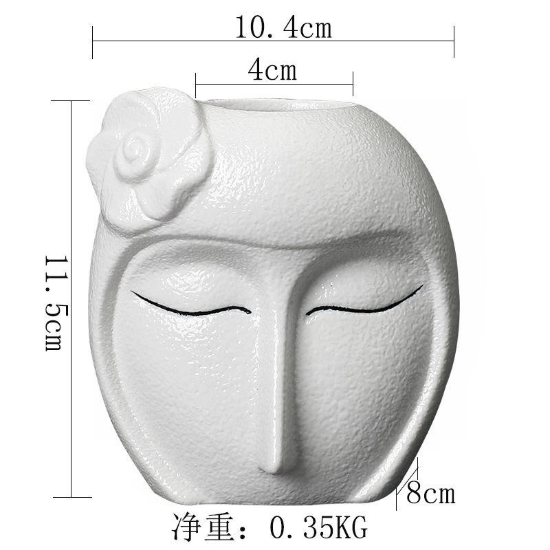 Suitable For Dried Flowers, Vases, Ceramic Simulated Roses, Flower Inserts, Simple Modern Home Decoration Flower Utensils frosted flower girl head white