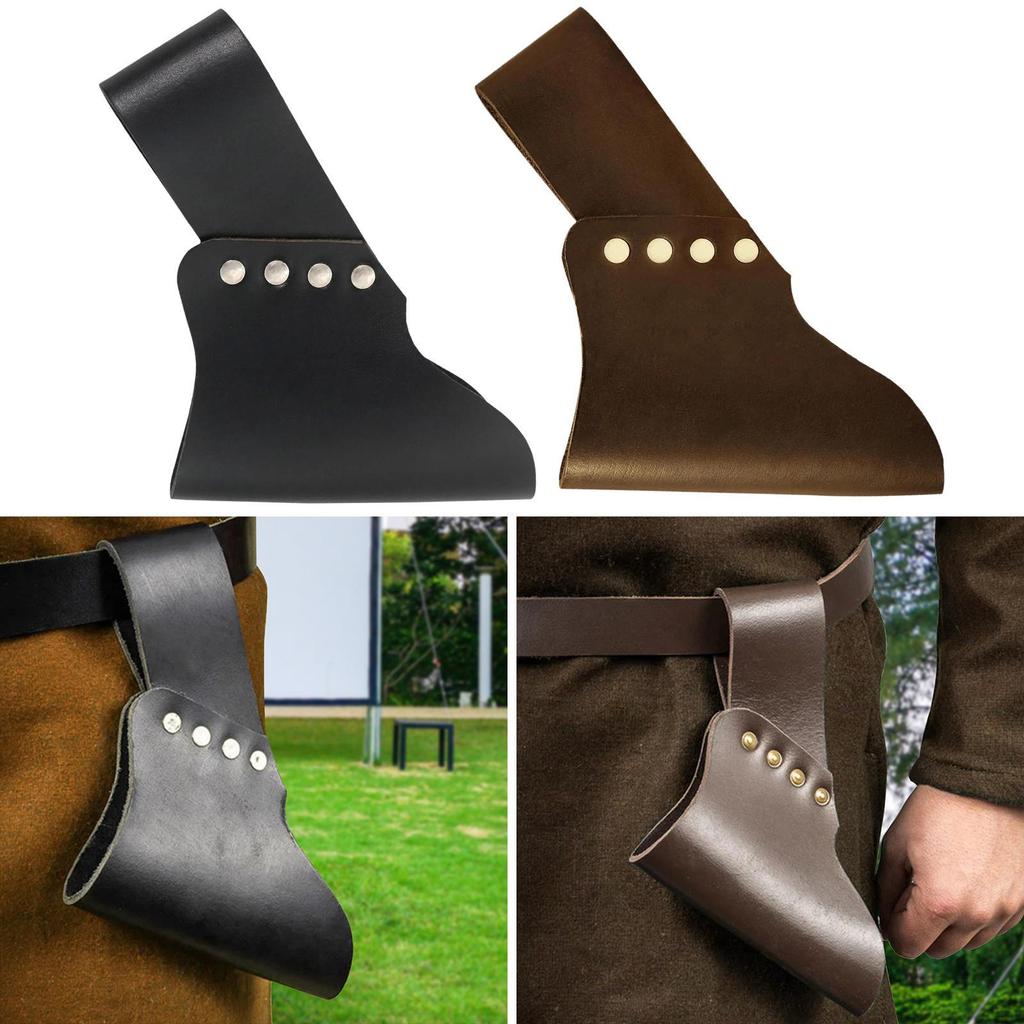 Medieval Frog Axe Head Accessory Cosplay Fixing Tool Sheath PU Leather for Adults Men Halloween