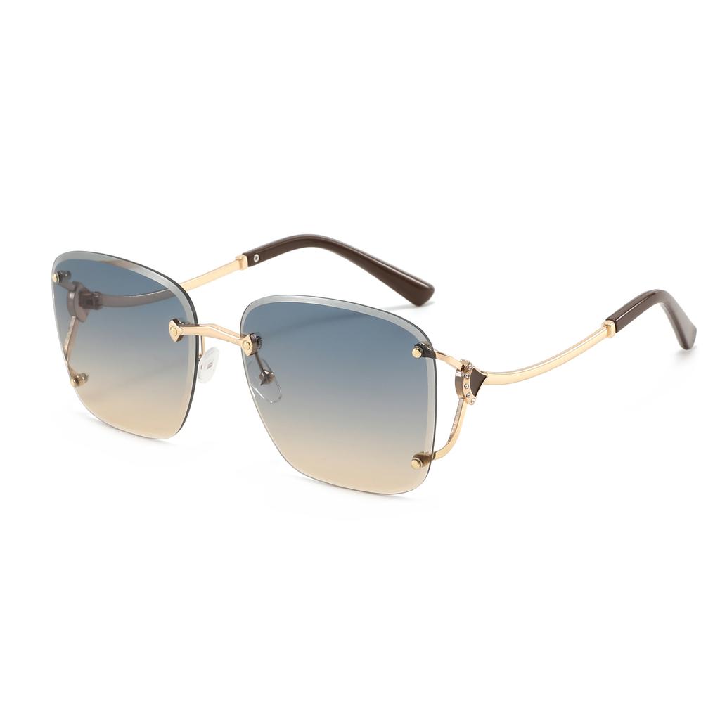 Square Metal Frameless Design Sunglasses for Men and Women Fashion Trendy Outdoor Sunscreen Sunshade Glasses