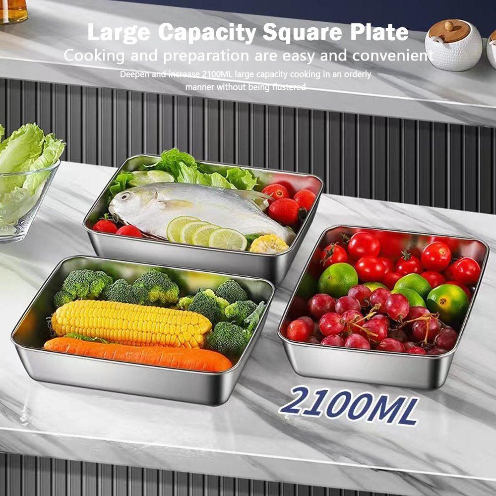 Leakproof Stainless Steel Food Containers Stackable Reusable Metal Lunch Box Lockable Clips Square Dish Preservation Box