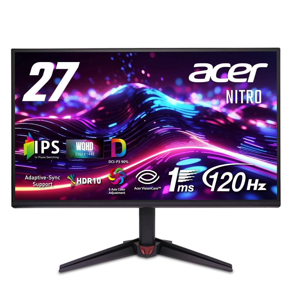 Acer VG270UGbmiipx WQHD IPS 120Hz 1ms HDR10 Black Boost VRB Compatible Blue Light Shield HDMI DisplayPort Speaker and Headphone Jacks VESA Mountable