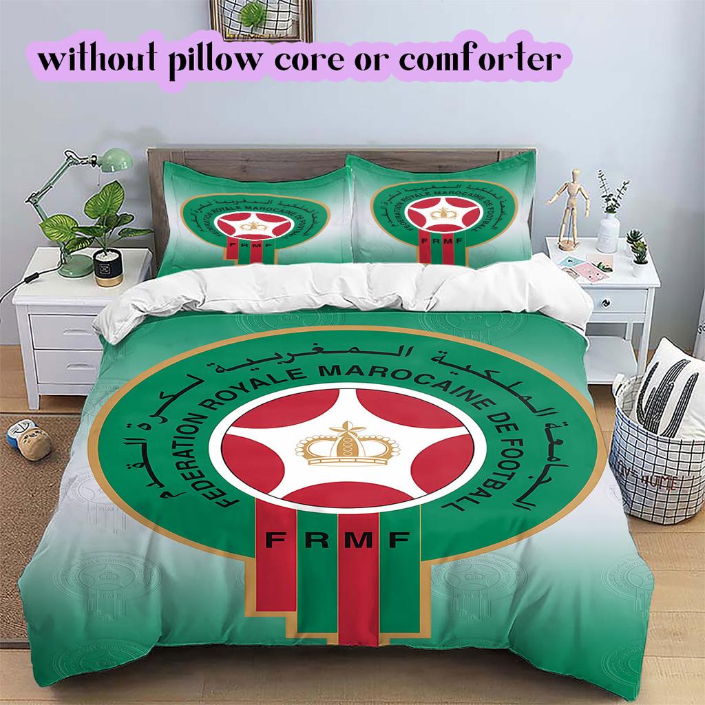 Morocco National Football Team Pattern Bedding,Quilt Set Quilt Cover Pillowcase Home Birthday Gift (1*duvet Cover+2*pillowcase,without Core)