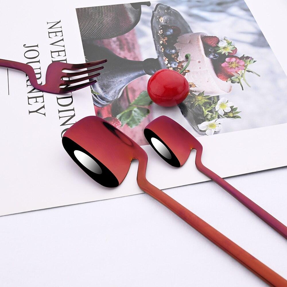 16Pcs Rainbow Color Dinnerware Flatware Cutlery Set Dinner Forks Knives Coffee Tea Spoons Stainless Steel Tableware Dinner Set