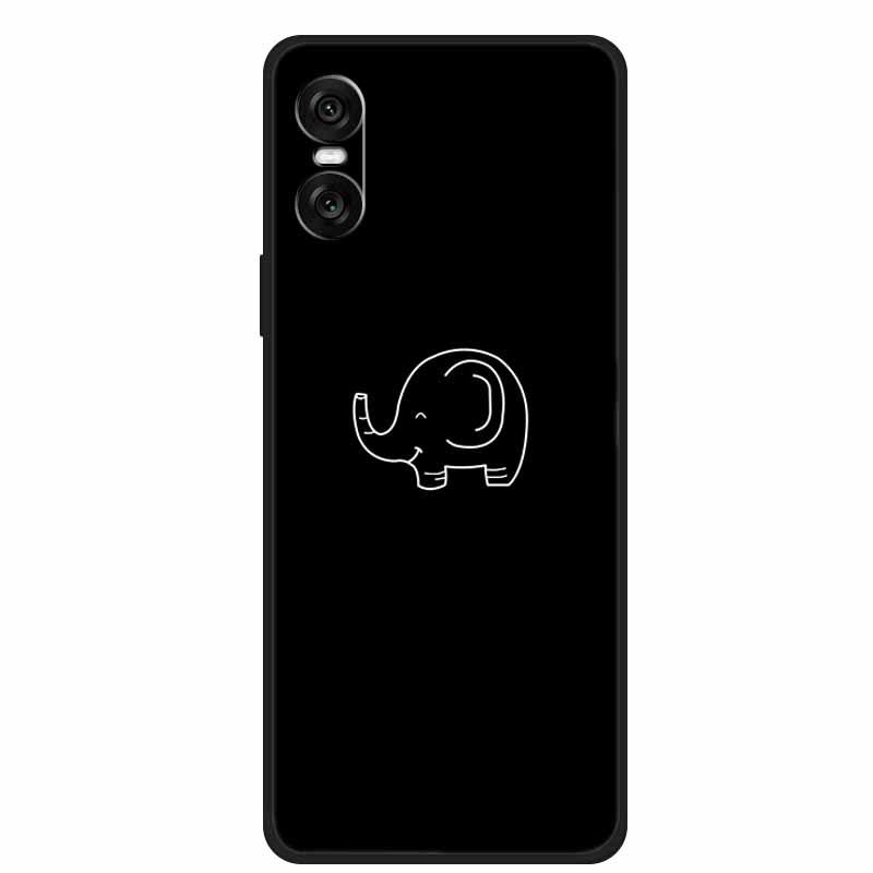 Compatible Sony 10 VI 2024 Phone Case - Black TPU with Hollow Simple Lines Design