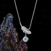 S925 Sterling Silver 1ct Classic Moissanite Leaf Pendent Necklace for Women Adjustable Diamond Collarbone Chain Party Jewelry