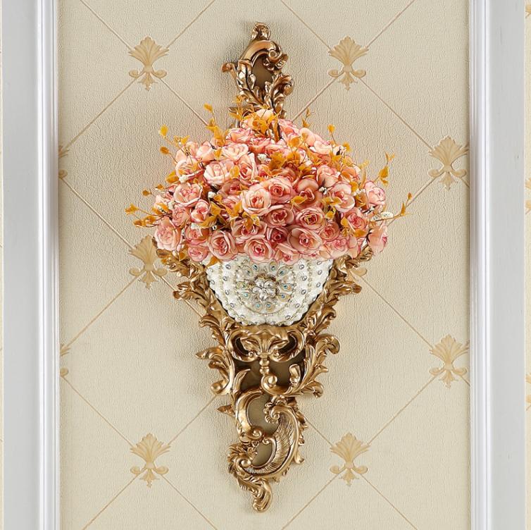 Luksusowe wiszące na ścianę wazony z żywicy z diamentami, doniczki na sztuczne kwiaty, rękodzieło, dekoracje na ścianę tła telewizora w salonie