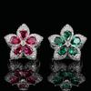 Jewelry Accessories Open-door Rings Lucky Five-star Flower Red Zircon High-end Fashion Style Women