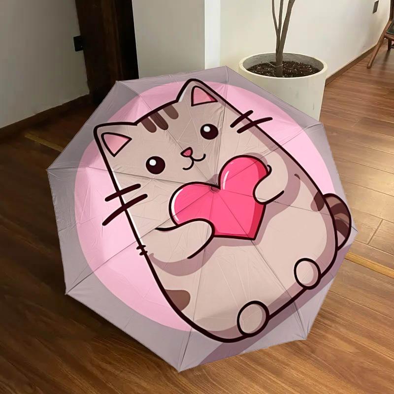1pc cat love Themed Umbrella for Men & Women, Valentine's Day Christmas Decorative Umbrell018