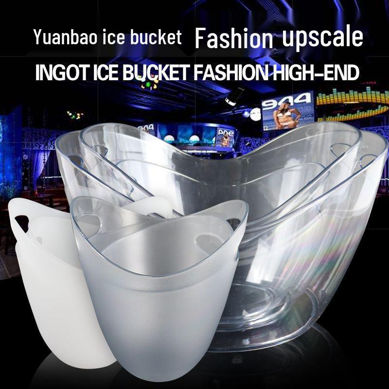 Yuanbao Transparent Plastic Ice Bucket for Wine, Beer, and Champagne - Handheld with Ears