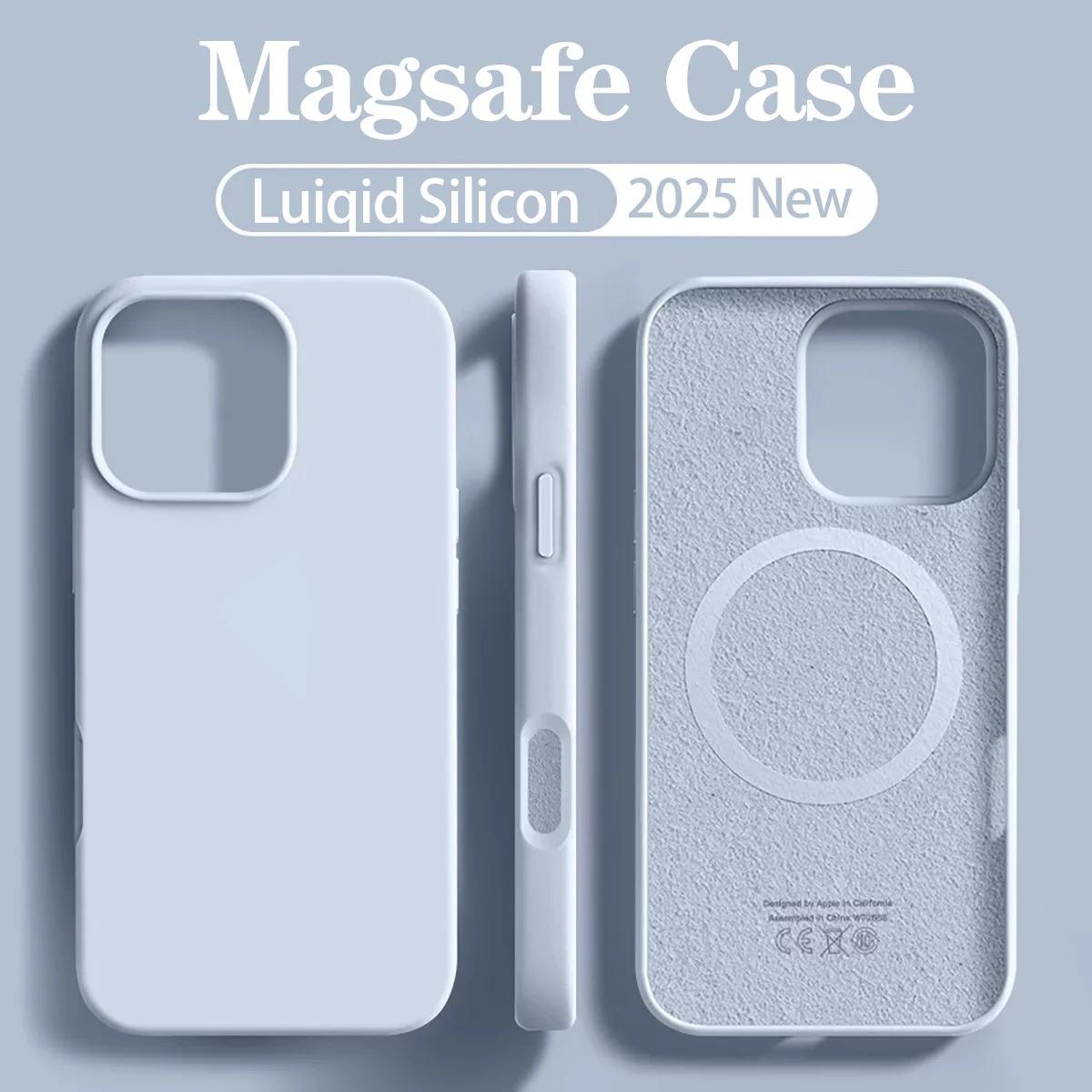 

Official Liquid Silicone Magnetic Phone Case For For Iphone 16 15 14 13 12 17 Pro Max Air Shockproof Soft Back Cover For iPhone 17Pro Max