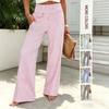 Womens Summer Striped Smocked Waist Wide Leg Casual Pants