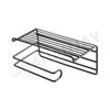 Self Adhesive Toilet Paper Holder/Tissue Paper Roll Holder with Mobile Stand/Towel Bar Hanger Storage Rack/Bathroom Accessories (Black)