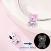 Valentine'S Day Luminous Charms Copper Pink Rose Romantic Little Bear Beads Fit Original Bracelets Diy Jewelry Gift