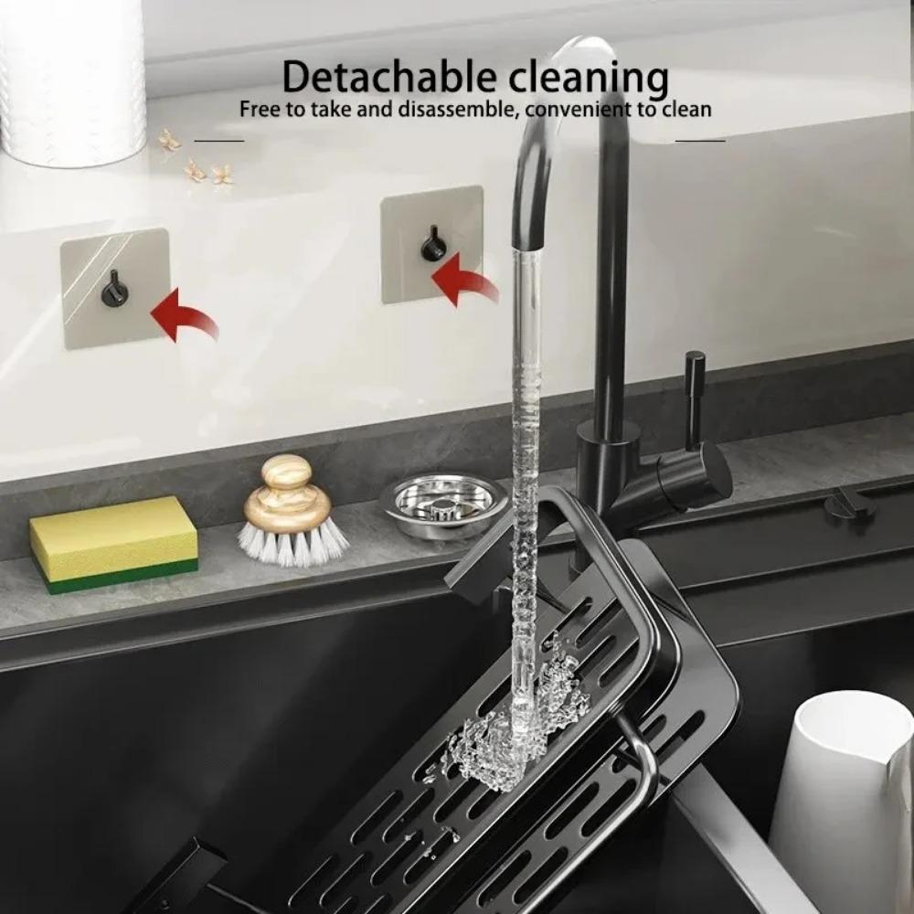 Kitchen Cloth Rack Wall Mounted No Hole Assembly Sink Drain Racks Waterproof and Rust Proof Removable Household Storage Shelf