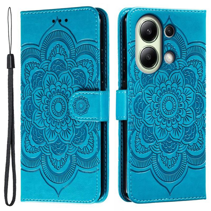 For Xiaomi Redmi Note 13 4G Case PU Leather Mandala Imprinted Design Wallet Phone Cover