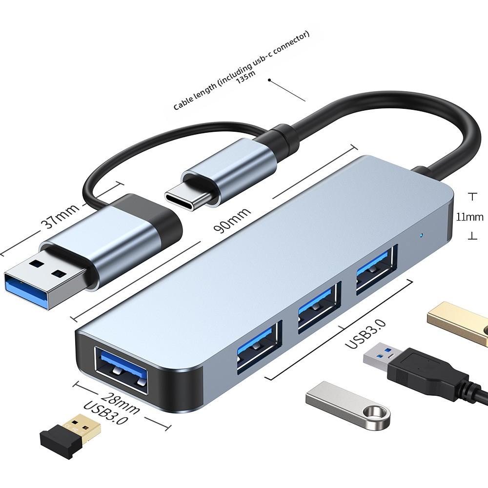 Adaptor Hub USB 3.0 la Tip C pentru Laptop MacBook Extinde 4 Porturi Transfer de Date de Mare Viteză Splitter