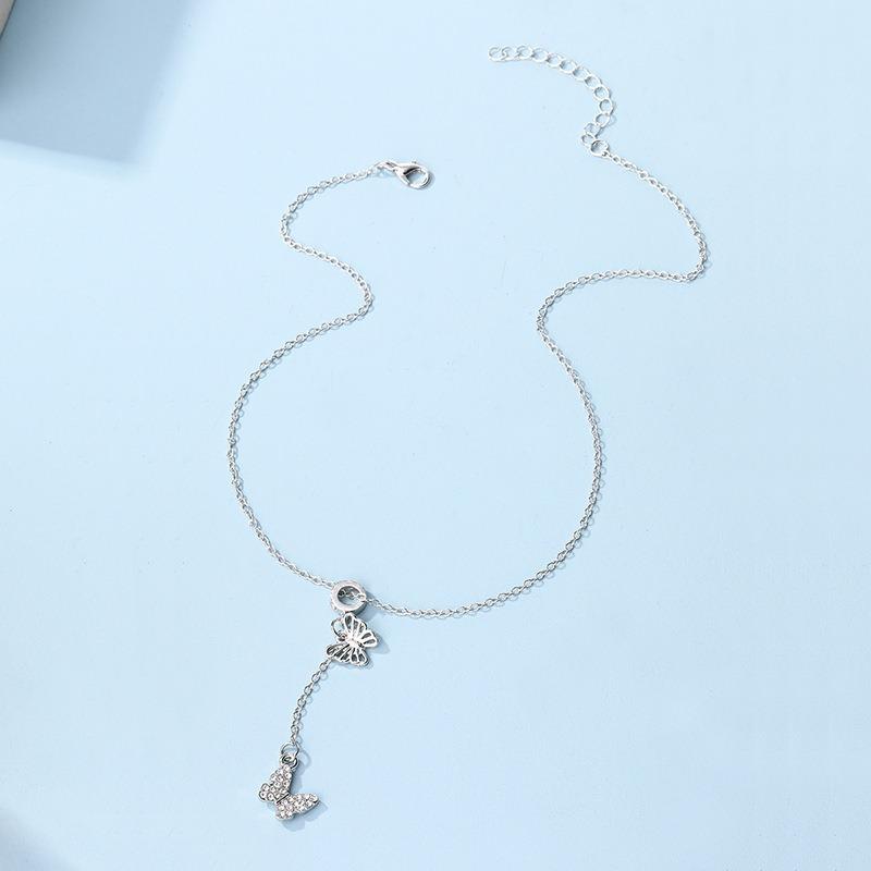 Fashion and Versatile Tassel Butterfly Pendant Necklace Light Luxury Niche High-end Design Jewelry Necklace