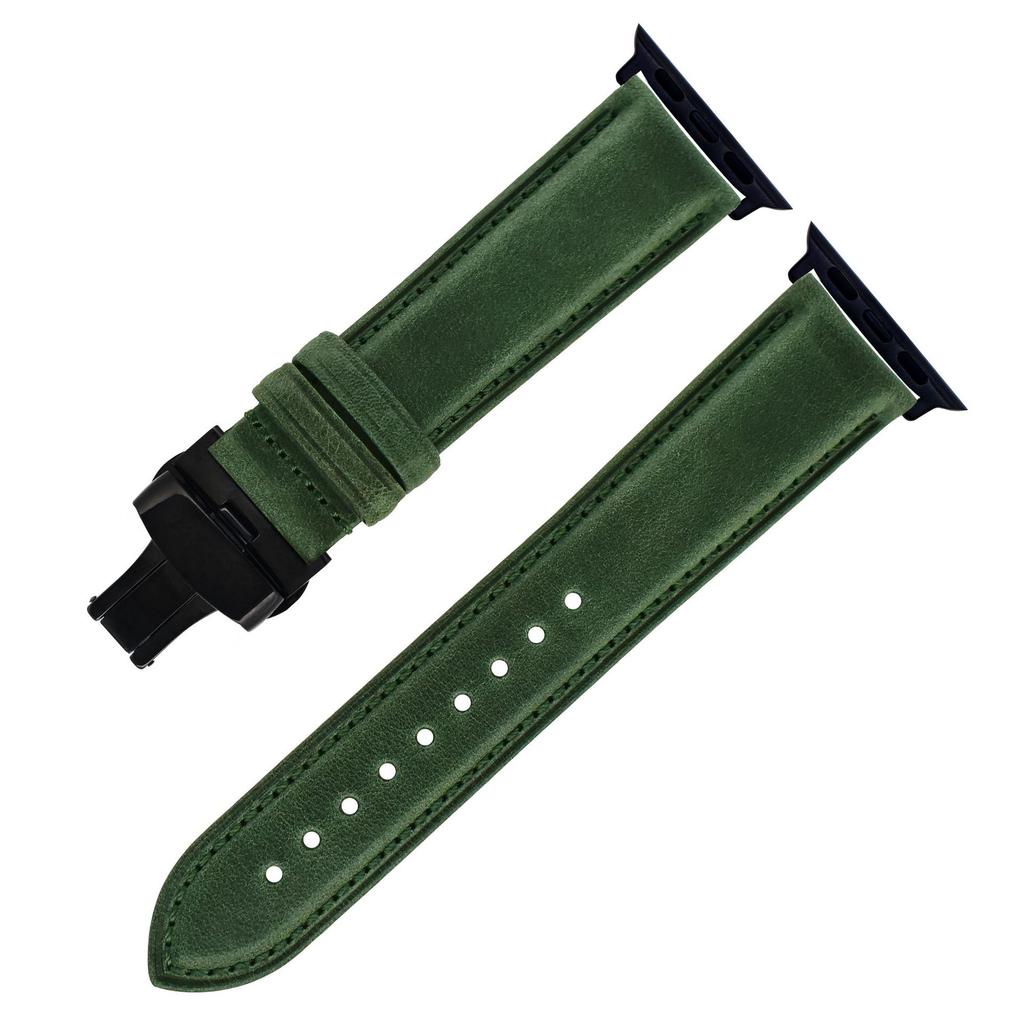 The First-Layer Cowhide Bracelet Is Suitable For Apple Watch S7 Strap Applewatch8 Genuine Leather Butterfly Buckle Strap.