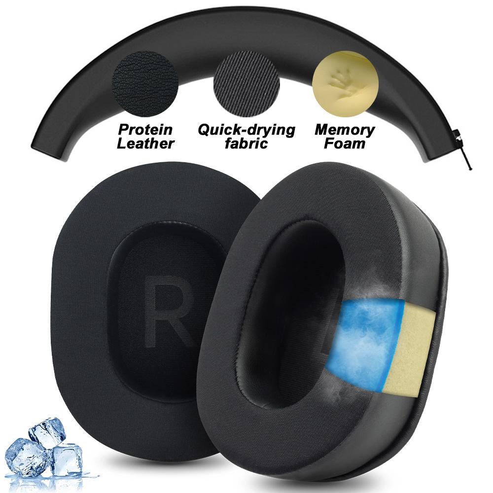 Earpads for Baseus GH02 White Earphone Pads Gaming Wireless Replacement Headphones Earmuffs Mesh Cloth Memory Covers Sponge