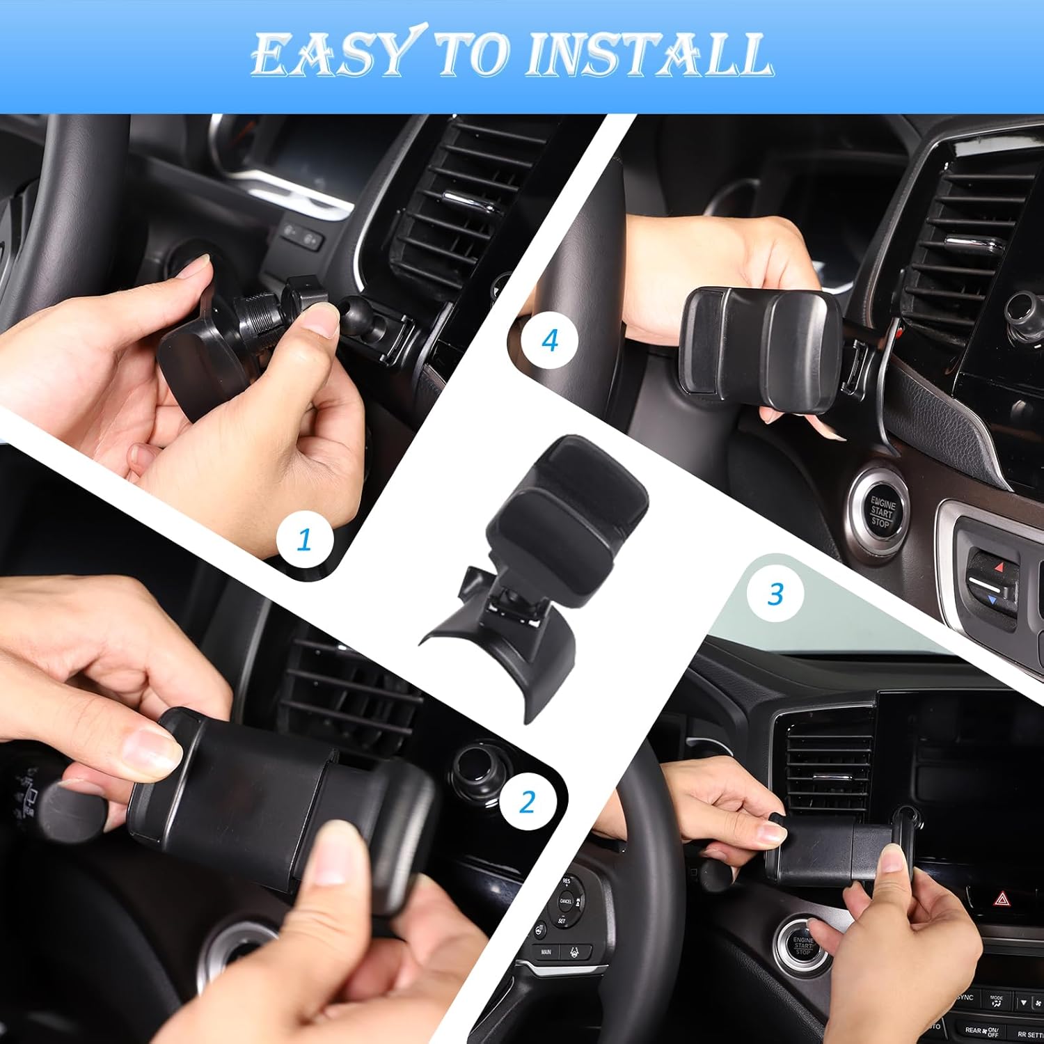 

Крепление для телефона для Honda Pilot 2016-2022, Крепление-держатель для телефона с самоклеящимся основанием для приборной панели, воздуховода, нижней части, Совместимо с iPhone и всеми