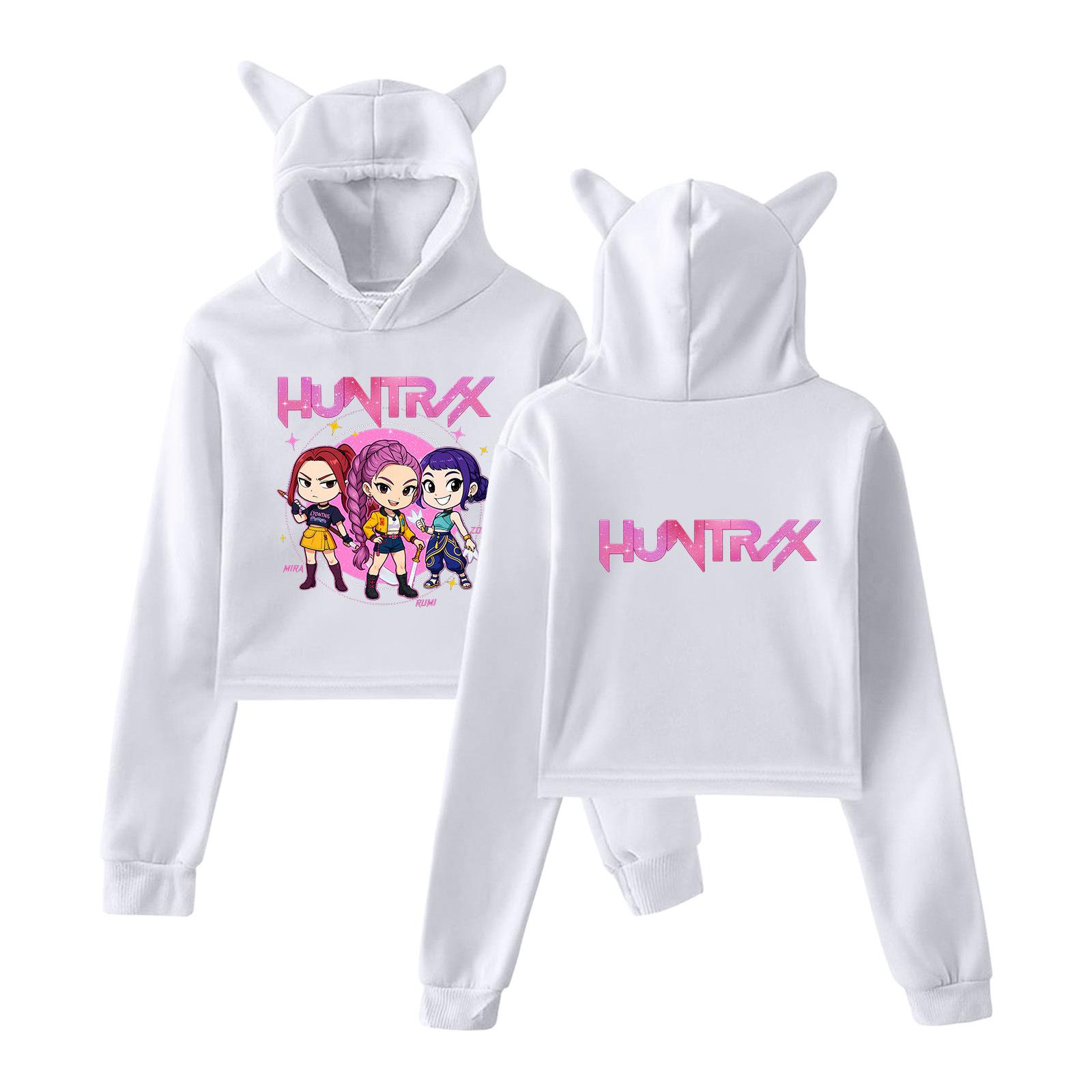 

Аниме K-pop Охотник на демонов Кроп-топы Женская толстовка с длинным рукавом Модные толстовки для девочек Подарок XS белый