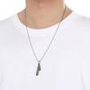 Vintage Cross Flower Inlaid With Black Zircon Necklace, Punk Style Personality Smeared Feathers Pentagram Titanium Steel Men'S Pendant