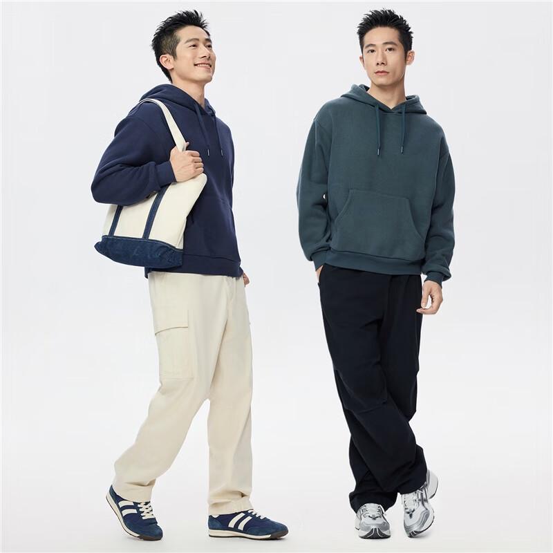 Giordano Men's Fleece Lined Drop-Shoulder Hooded Sweatshirt