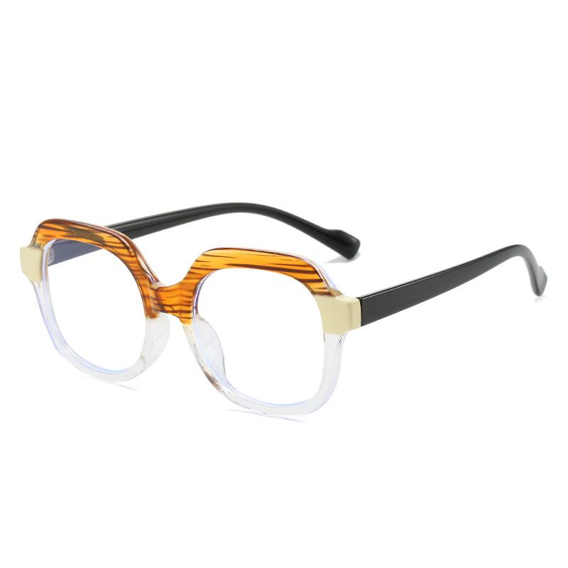 Big Frame Round Double Color Optical Glasses Frames Women Tr90 Anti-Blue Light Spectacle Fashion Clear Lens Computer Eyeglasses