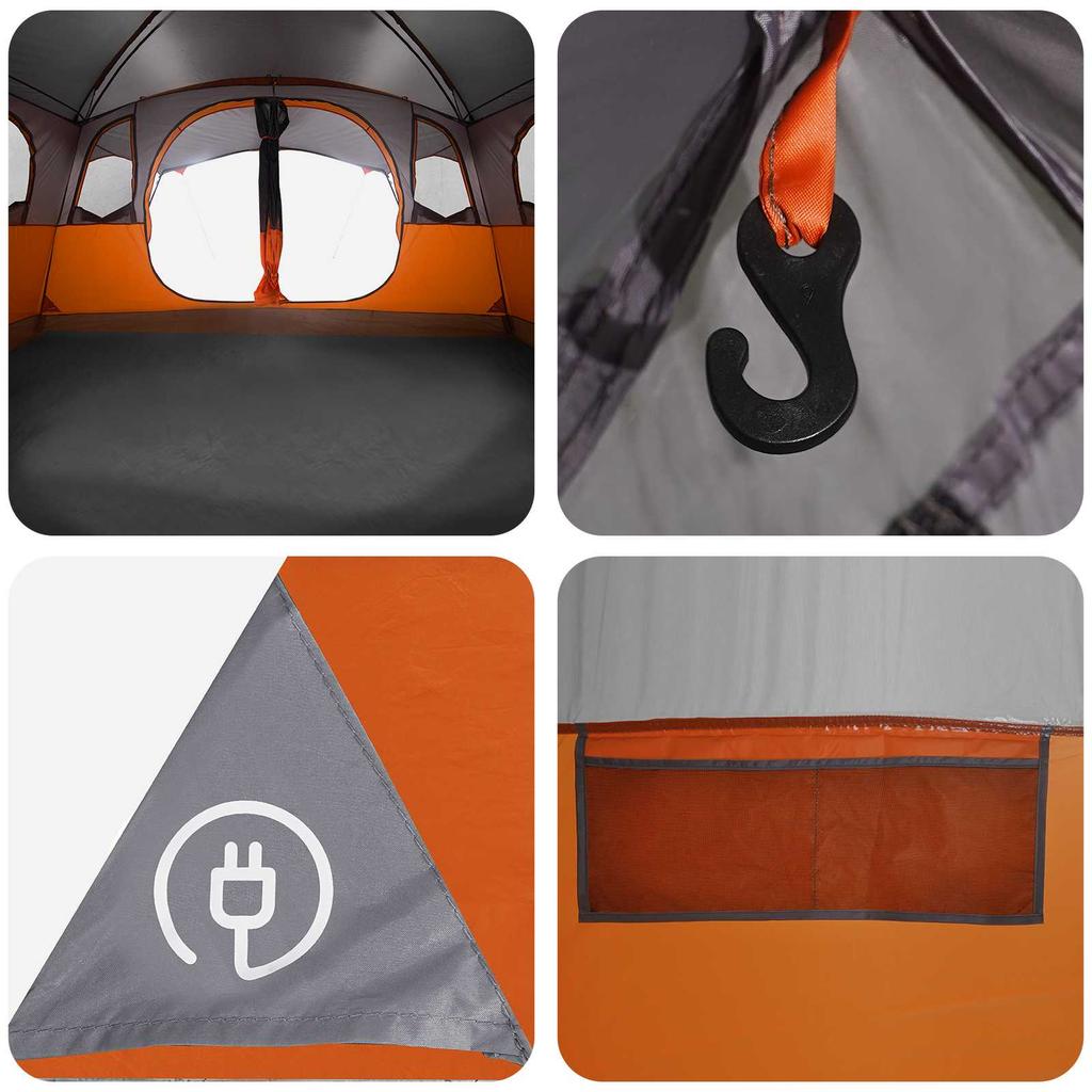 Tunnel Tent with Grey and Orange Roof 366 x 244 x 198 cm