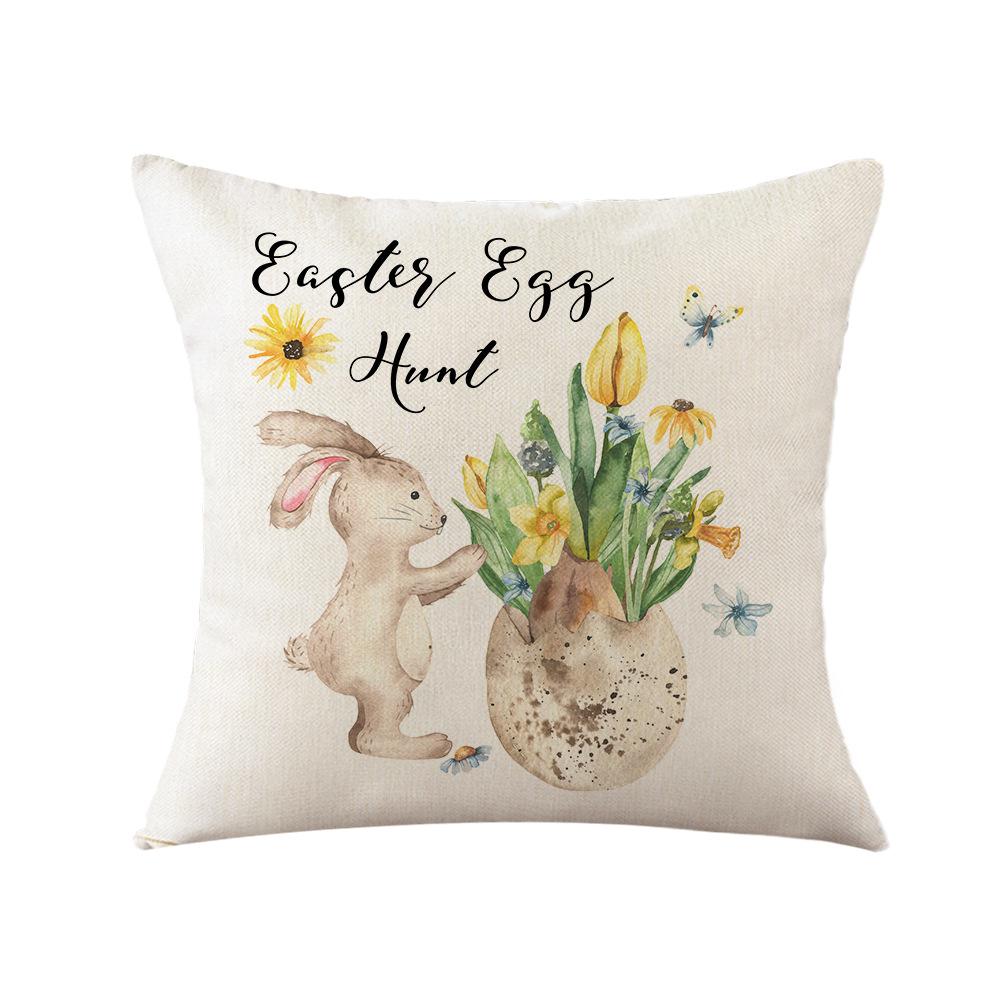 Easter Pillow Print Pillowcase Cartoon Rabbit Print Square Pillowcase Sofa Cushion Pillow