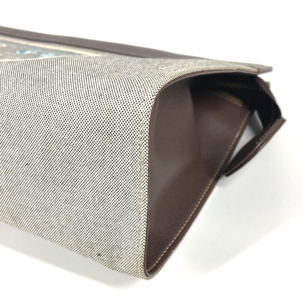 Bvlgari Logo Bag Pouch Cluch Bag  Canvas/Leather gray/Brown